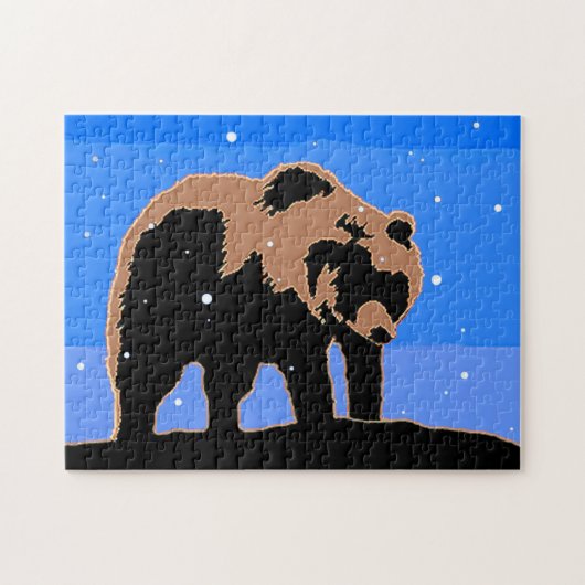 Grizzly Beer in de winter - Oorspronkelijke Wilde Legpuzzel (Horizontaal)