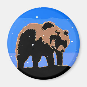 Grizzly Beer in de winter - Oorspronkelijke Wilde  Magneet