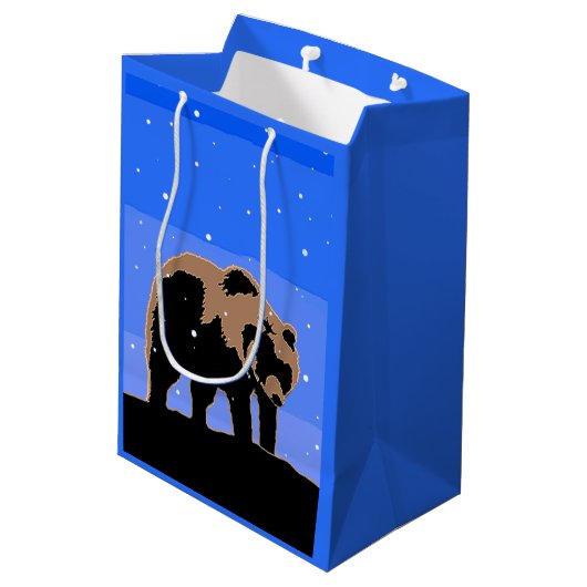 Grizzly Beer in de winter - Oorspronkelijke Wilde  Medium Cadeauzakje (Achterkant Gekanteld)