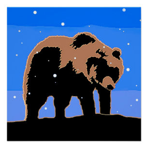 Grizzly Beer in de winter - Oorspronkelijke Wilde  Perfect Poster