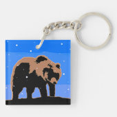 Grizzly Beer in de winter - Oorspronkelijke Wilde  Sleutelhanger (Achterkant)