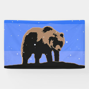 Grizzly Beer in de winter - Oorspronkelijke Wilde  Spandoek
