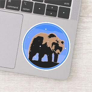 Grizzly Beer in de winter - Oorspronkelijke Wilde Sticker