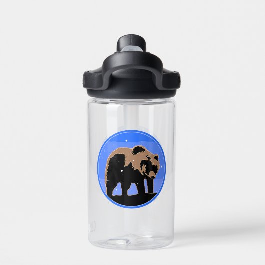 Grizzly Beer in de winter - Oorspronkelijke Wilde Waterfles (Achterkant)