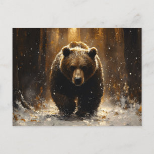 Grizzly Beer in het bos schilderij Briefkaart