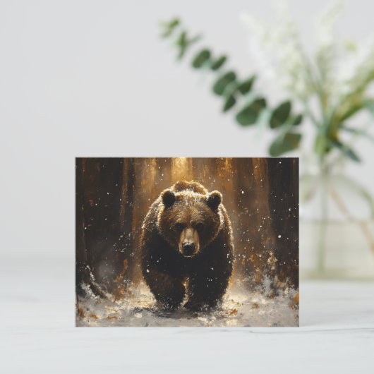 Grizzly Beer in het bos schilderij Briefkaart (Staand voorkant)