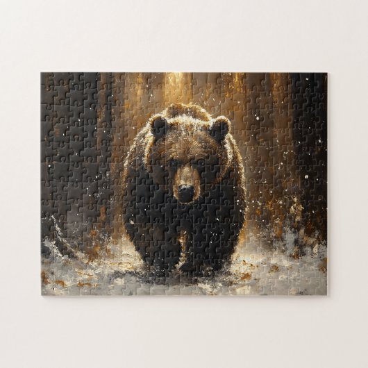 Grizzly Beer in het bos schilderij Legpuzzel (Horizontaal)