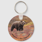 Grizzly Beer in najaarkleuren Denali Alaska Custom Sleutelhanger (Voorkant)