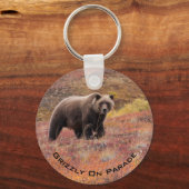 Grizzly Beer in najaarkleuren Denali Alaska Custom Sleutelhanger (Voorkant)