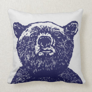 GRIZZLY BEER kerstblauw  Sierkussen