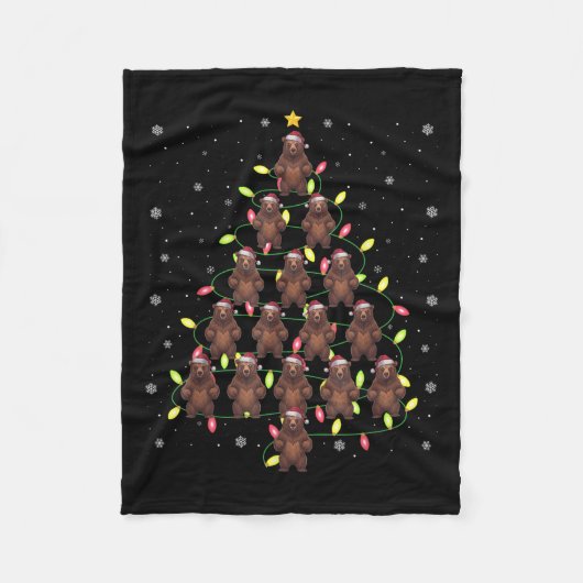 Grizzly Beer Kerstboom Lights Ugly Swea Fleece Deken (Voorkant)
