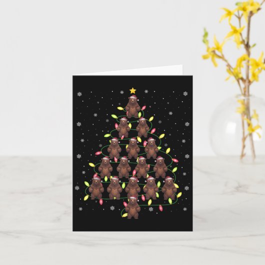 Grizzly Beer Kerstboom Lights Ugly Swea Kaart (Gele Bloem)