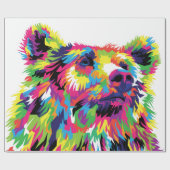 Grizzly beer kleurrijke pop kunst abstract cadeaupapier (Vlak)