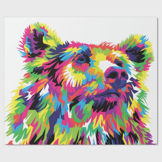 Grizzly beer kleurrijke pop kunst abstract cadeaupapier (Vlak)