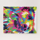 Grizzly beer kleurrijke pop kunst abstract legpuzzel (Horizontaal)