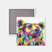 Grizzly beer kleurrijke pop kunst abstract magneet (Voorkant / Achterkant)