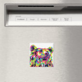 Grizzly beer kleurrijke pop kunst abstract magneet (Insitu (Vaatwasser))