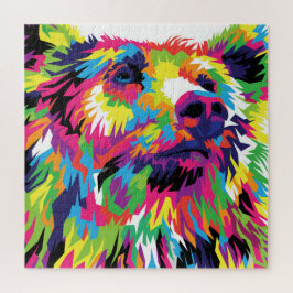 Grizzly beer kleurrijke pop legpuzzel