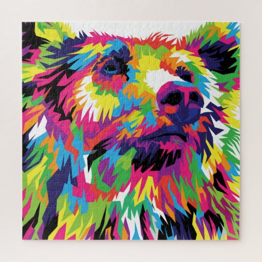 Grizzly beer kleurrijke pop legpuzzel (Verticaal)