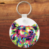 Grizzly beer kleurrijke pop sleutelhanger (Voorkant)