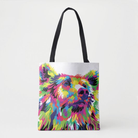 Grizzly beer kleurrijke pop tote bag (Voorkant)