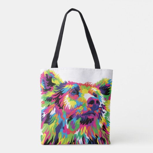 Grizzly beer kleurrijke pop tote bag (Achterkant)
