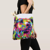 Grizzly beer kleurrijke pop tote bag (Dichtbij)