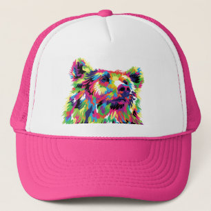Grizzly beer kleurrijke pop trucker pet