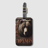 Grizzly Beer Leather Carving Bagagelabel (Voorkant (verticaal))