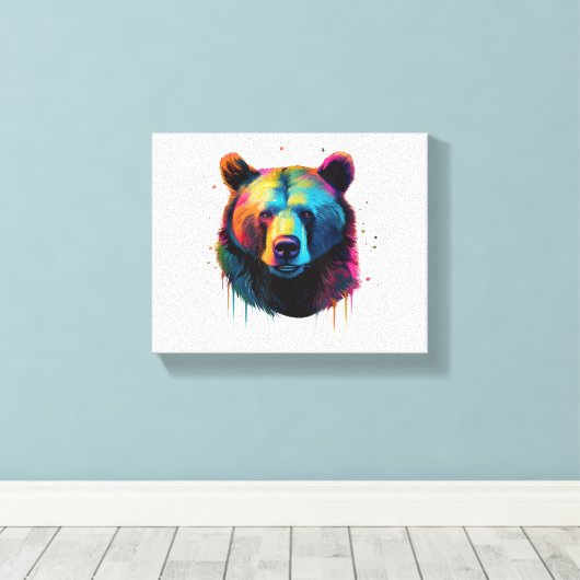 Grizzly Beer Liefhebbers Pop Art Big Grizzly Beer Canvas Afdruk (Insitu (Houten vloer))