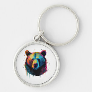 Grizzly Beer Liefhebbers Pop Art Big Grizzly Beer Sleutelhanger