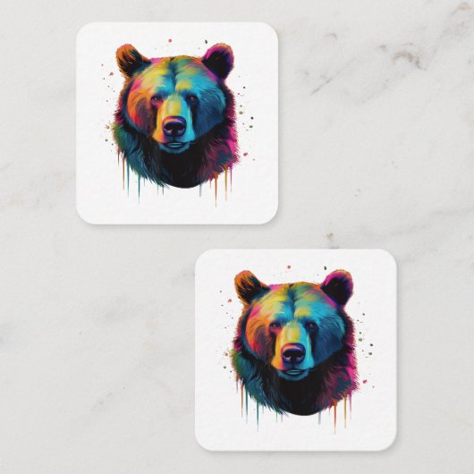 Grizzly Beer Liefhebbers Pop Art Big Grizzly Beer Vierkante Visitekaartje (Voorkant / Achterkant)