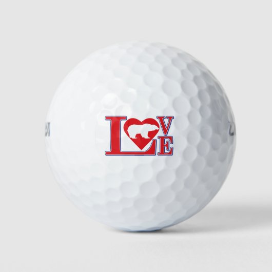 Grizzly Beer Love Heart Golfballen (Voorkant)