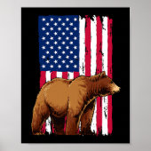 Grizzly Beer Lovers American USA Flag Poster (Voorkant)