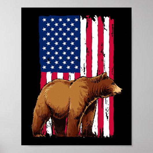 Grizzly Beer Lovers American USA Flag Poster (Voorkant)
