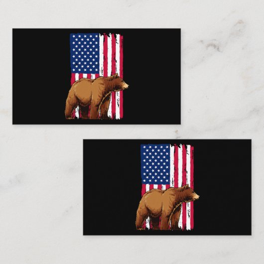 Grizzly Beer Lovers American USA Flag Visitekaartje (Voorkant / Achterkant)