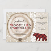 Grizzly beer lumberjack plaid verjaarfeest kaart (Voorkant)