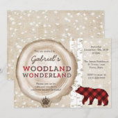 Grizzly beer lumberjack plaid verjaarfeest kaart (Voorkant / Achterkant)