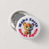 Grizzly Beer, maak de aarde weer geweldig Ronde Button 3,2 Cm (Voorkant /achterkant)