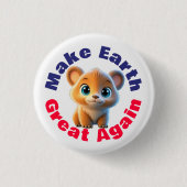 Grizzly Beer, maak de aarde weer geweldig Ronde Button 3,2 Cm (Voorkant)