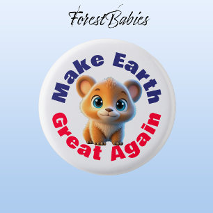 Grizzly Beer, maak de aarde weer geweldig Ronde Button 3,2 Cm