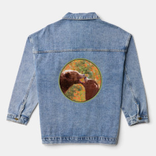 Grizzly Beer mam en snijkunst in wilde dieren Denim Jacket
