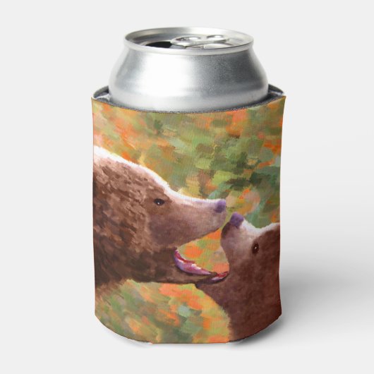 Grizzly Beer mam en snijkunst - Wildlife Art Blikjeskoeler (Blikje Voorkant)