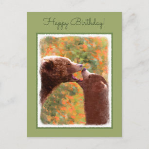 Grizzly Beer mam en snijkunst - Wildlife Art Briefkaart