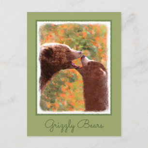 Grizzly Beer mam en snijkunst - Wildlife Art Briefkaart