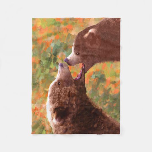 Grizzly Beer mam en snijkunst - Wildlife Art Fleece Deken (Voorkant)