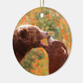 Grizzly Beer mam en snijkunst - Wildlife Art Keramisch Ornament (Links)