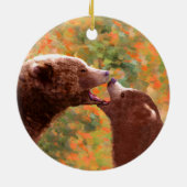 Grizzly Beer mam en snijkunst - Wildlife Art Keramisch Ornament (Achterkant)