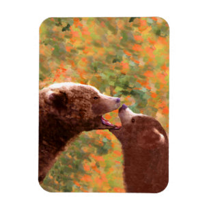 Grizzly Beer mam en snijkunst - Wildlife Art Magneet