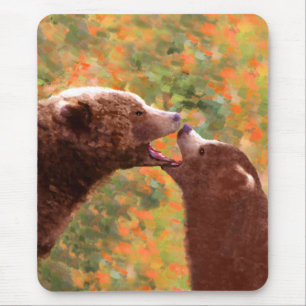 Grizzly Beer mam en snijkunst - Wildlife Art Muismat